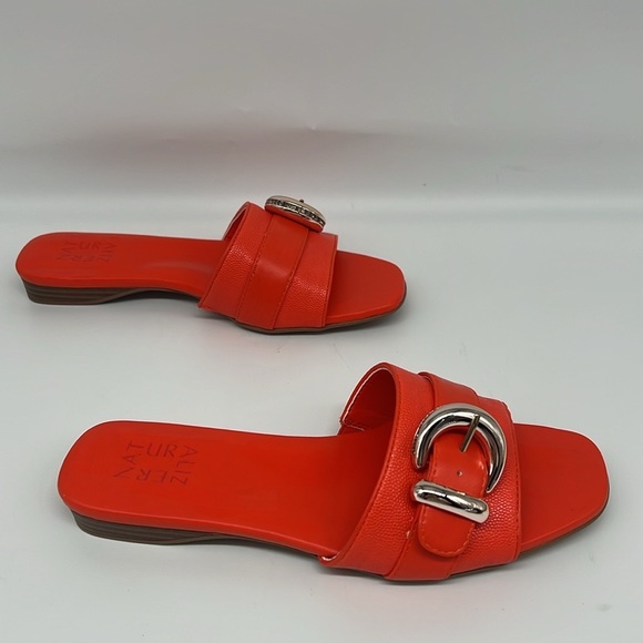 Naturalizer Orange Santiago Slide Sandals Sparkle Rhinestone Buckle Open Toe 6.5 - Picture 6 of 13